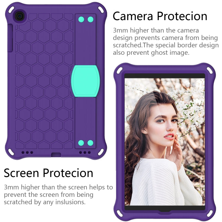For iPad mini 5 / 4 / 3 / 2 /1 Honeycomb Design EVA + PC Four Corner Anti Falling Flat Protective Shell With Straps(Purple+Aqua) - iPad Mini 4 & 3 & 2 & 1 Cases by buy2fix | Online Shopping UK | buy2fix
