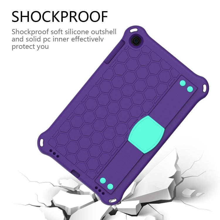 For iPad mini 5 / 4 / 3 / 2 /1 Honeycomb Design EVA + PC Four Corner Anti Falling Flat Protective Shell With Straps(Purple+Aqua) - iPad Mini 4 & 3 & 2 & 1 Cases by buy2fix | Online Shopping UK | buy2fix