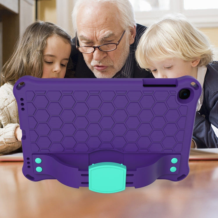 For iPad mini 5 / 4 / 3 / 2 /1 Honeycomb Design EVA + PC Four Corner Anti Falling Flat Protective Shell With Straps(Purple+Aqua) - iPad Mini 4 & 3 & 2 & 1 Cases by buy2fix | Online Shopping UK | buy2fix