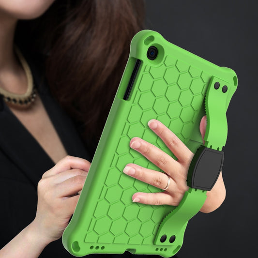 For iPad mini 5 / 4 / 3 / 2 /1 Honeycomb Design EVA + PC Four Corner Anti Falling Flat Protective Shell With Straps(Green+Black) - iPad Mini 4 & 3 & 2 & 1 Cases by buy2fix | Online Shopping UK | buy2fix