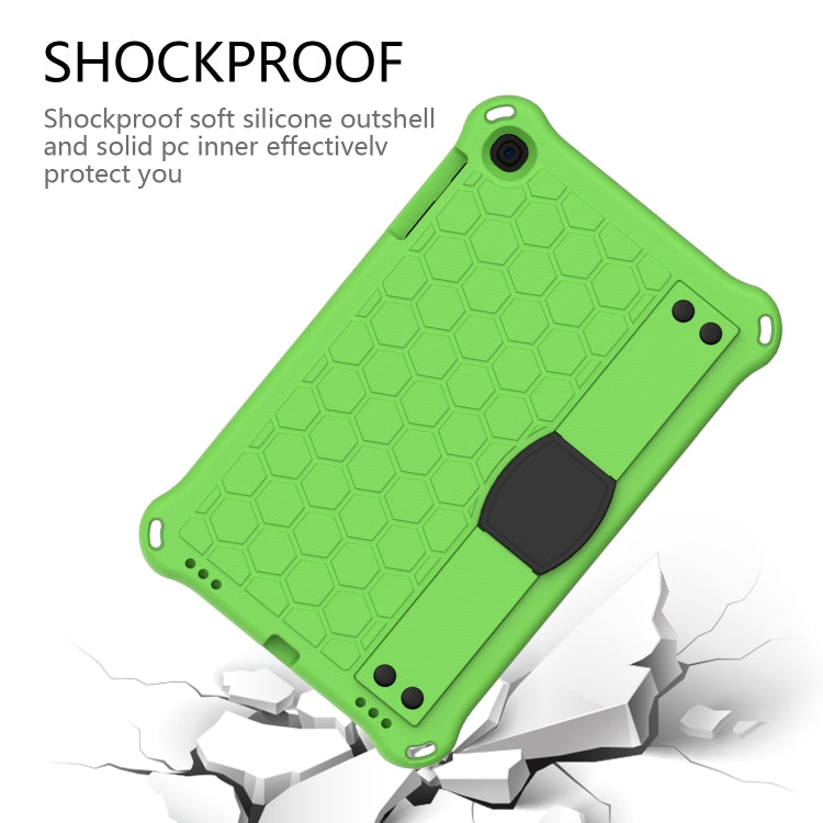 For iPad mini 5 / 4 / 3 / 2 /1 Honeycomb Design EVA + PC Four Corner Anti Falling Flat Protective Shell With Straps(Green+Black) - iPad Mini 4 & 3 & 2 & 1 Cases by buy2fix | Online Shopping UK | buy2fix