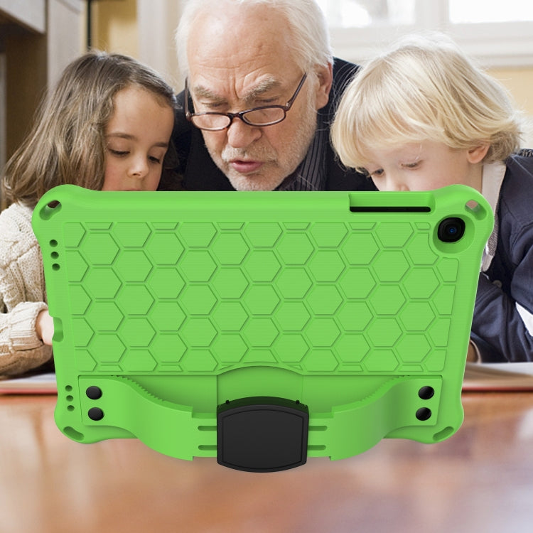 For iPad mini 5 / 4 / 3 / 2 /1 Honeycomb Design EVA + PC Four Corner Anti Falling Flat Protective Shell With Straps(Green+Black) - iPad Mini 4 & 3 & 2 & 1 Cases by buy2fix | Online Shopping UK | buy2fix