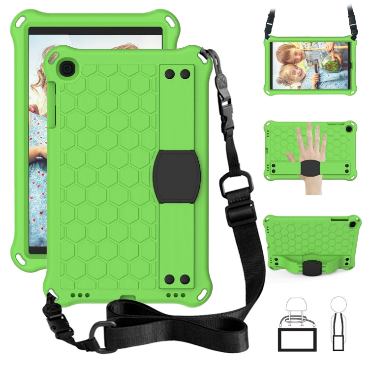 For iPad mini 5 / 4 / 3 / 2 /1 Honeycomb Design EVA + PC Four Corner Anti Falling Flat Protective Shell With Straps(Green+Black) - iPad Mini 4 & 3 & 2 & 1 Cases by buy2fix | Online Shopping UK | buy2fix