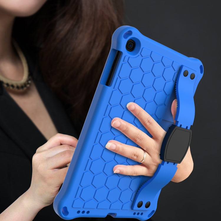 For iPad mini 5 / 4 / 3 / 2 /1 Honeycomb Design EVA + PC Four Corner Anti Falling Flat Protective Shell With Straps(Blue+Black) - iPad Mini 4 & 3 & 2 & 1 Cases by buy2fix | Online Shopping UK | buy2fix