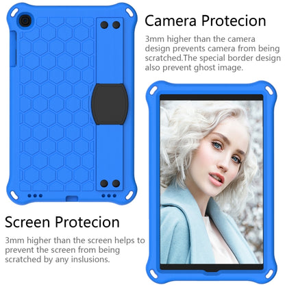 For iPad mini 5 / 4 / 3 / 2 /1 Honeycomb Design EVA + PC Four Corner Anti Falling Flat Protective Shell With Straps(Blue+Black) - iPad Mini 4 & 3 & 2 & 1 Cases by buy2fix | Online Shopping UK | buy2fix