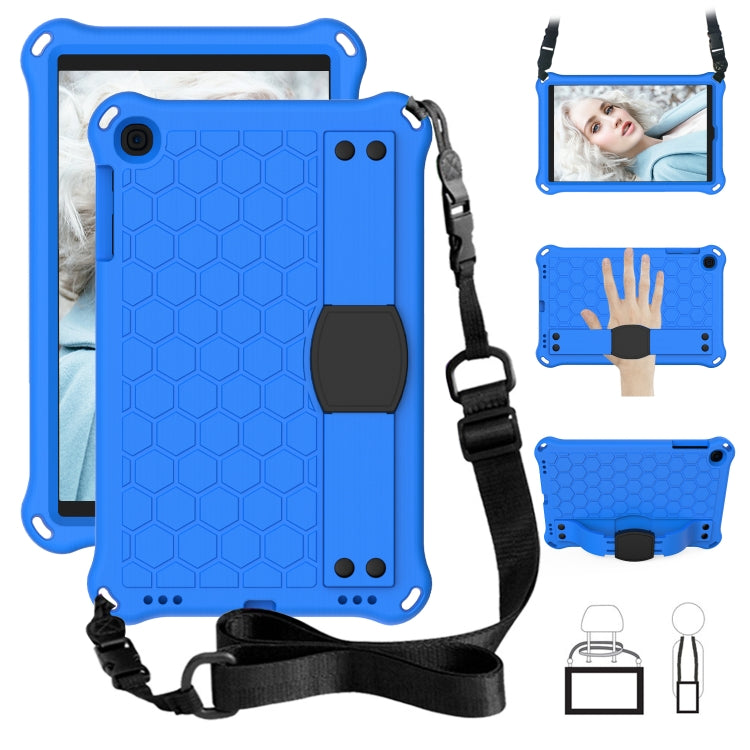 For iPad mini 5 / 4 / 3 / 2 /1 Honeycomb Design EVA + PC Four Corner Anti Falling Flat Protective Shell With Straps(Blue+Black) - iPad Mini 4 & 3 & 2 & 1 Cases by buy2fix | Online Shopping UK | buy2fix