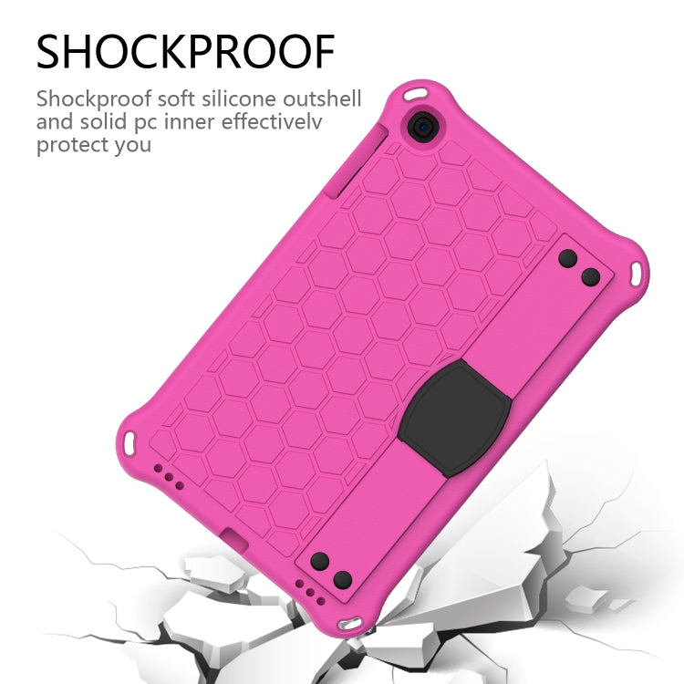 For iPad mini 5 / 4 / 3 / 2 /1 Honeycomb Design EVA + PC Four Corner Anti Falling Flat Protective Shell With Straps(Rose Red+Black) - iPad Mini 4 & 3 & 2 & 1 Cases by buy2fix | Online Shopping UK | buy2fix