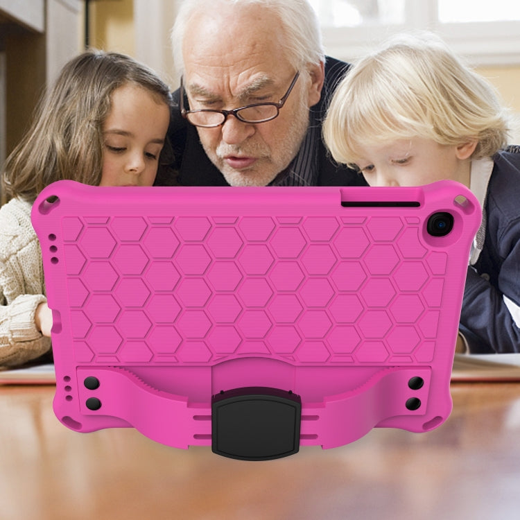 For iPad mini 5 / 4 / 3 / 2 /1 Honeycomb Design EVA + PC Four Corner Anti Falling Flat Protective Shell With Straps(Rose Red+Black) - iPad Mini 4 & 3 & 2 & 1 Cases by buy2fix | Online Shopping UK | buy2fix