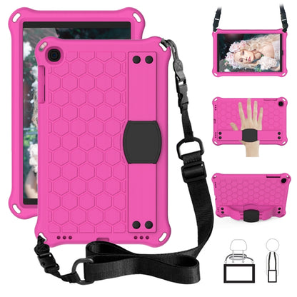 For iPad mini 5 / 4 / 3 / 2 /1 Honeycomb Design EVA + PC Four Corner Anti Falling Flat Protective Shell With Straps(Rose Red+Black) - iPad Mini 4 & 3 & 2 & 1 Cases by buy2fix | Online Shopping UK | buy2fix