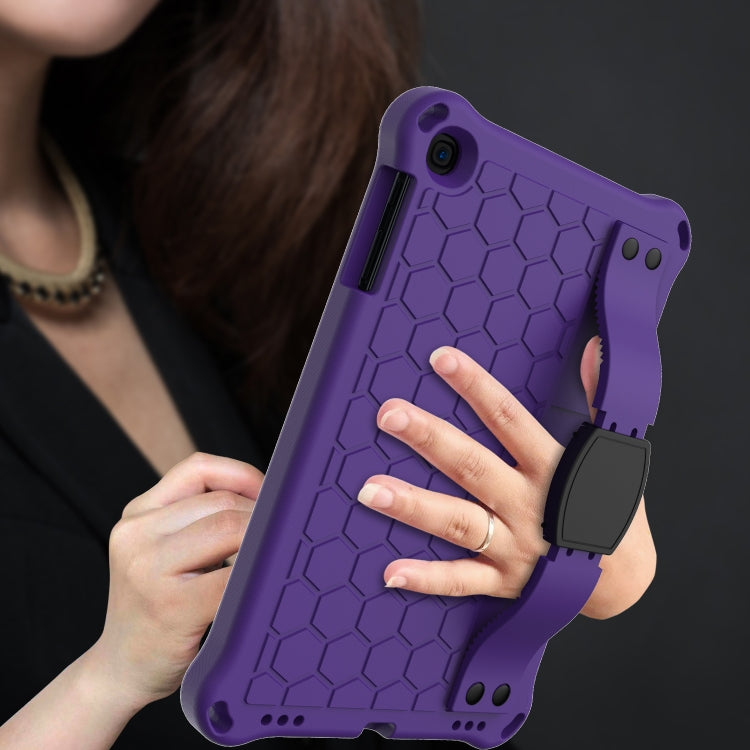 For iPad mini 5 / 4 / 3 / 2 /1 Honeycomb Design EVA + PC Four Corner Anti Falling Flat Protective Shell With Straps(Purple+Black) - iPad Mini 4 & 3 & 2 & 1 Cases by buy2fix | Online Shopping UK | buy2fix