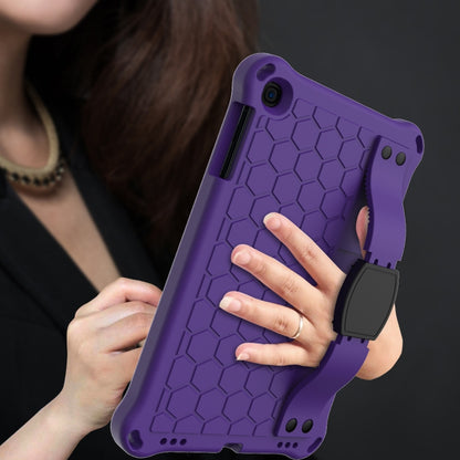 For iPad mini 5 / 4 / 3 / 2 /1 Honeycomb Design EVA + PC Four Corner Anti Falling Flat Protective Shell With Straps(Purple+Black) - iPad Mini 4 & 3 & 2 & 1 Cases by buy2fix | Online Shopping UK | buy2fix