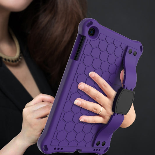 For iPad mini 5 / 4 / 3 / 2 /1 Honeycomb Design EVA + PC Four Corner Anti Falling Flat Protective Shell With Straps(Purple+Black) - iPad Mini 4 & 3 & 2 & 1 Cases by buy2fix | Online Shopping UK | buy2fix