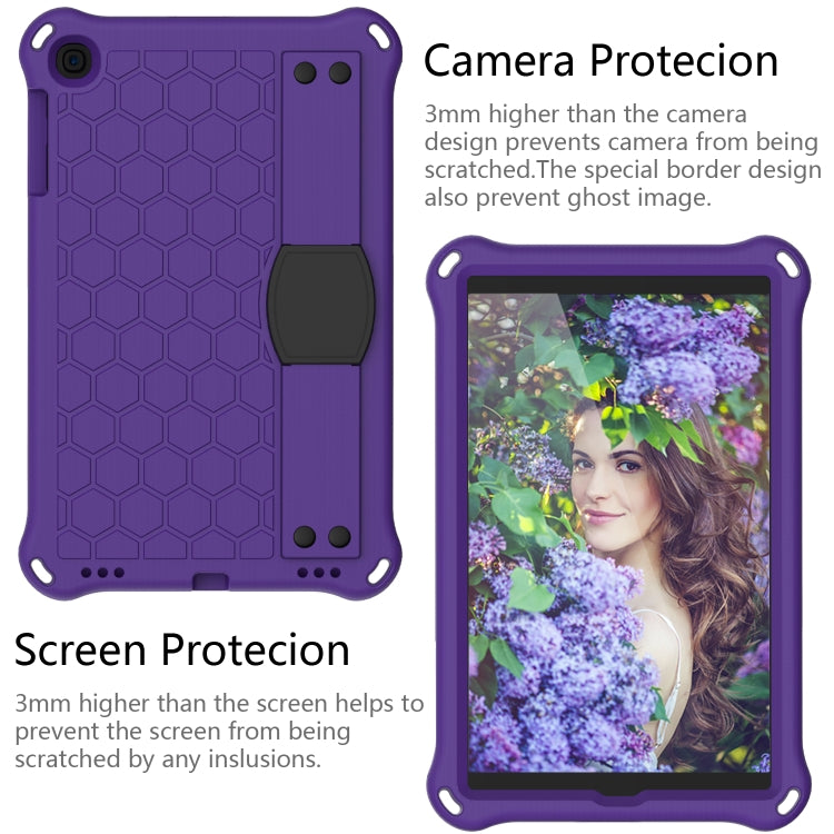 For iPad mini 5 / 4 / 3 / 2 /1 Honeycomb Design EVA + PC Four Corner Anti Falling Flat Protective Shell With Straps(Purple+Black) - iPad Mini 4 & 3 & 2 & 1 Cases by buy2fix | Online Shopping UK | buy2fix