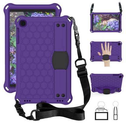 For iPad mini 5 / 4 / 3 / 2 /1 Honeycomb Design EVA + PC Four Corner Anti Falling Flat Protective Shell With Straps(Purple+Black) - iPad Mini 4 & 3 & 2 & 1 Cases by buy2fix | Online Shopping UK | buy2fix