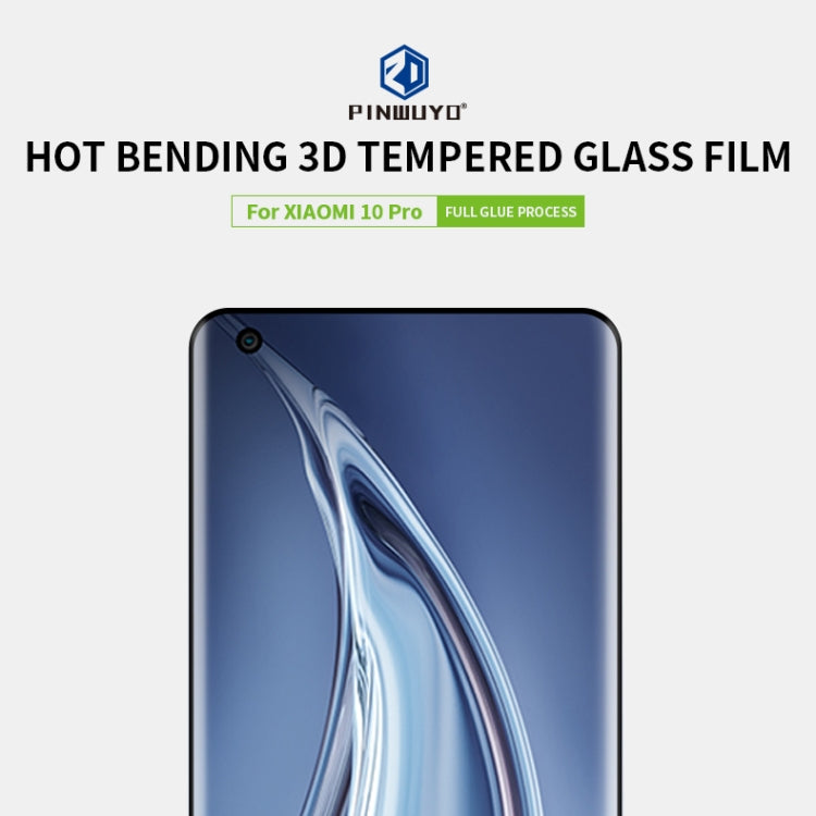 For Xiaomi Mi 10 Pro PINWUYO 9H 3D Hot Bending Tempered Glass Film(Black) -  by PINWUYO | Online Shopping UK | buy2fix