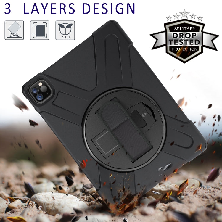 For iPad Pro 11 2022 / 2020 360 Degree Rotation PC + Silicone Protective Tablet Case with Holder & Hand-strap(Light Green) - iPad Pro 11 (2022/2021) Cases by buy2fix | Online Shopping UK | buy2fix