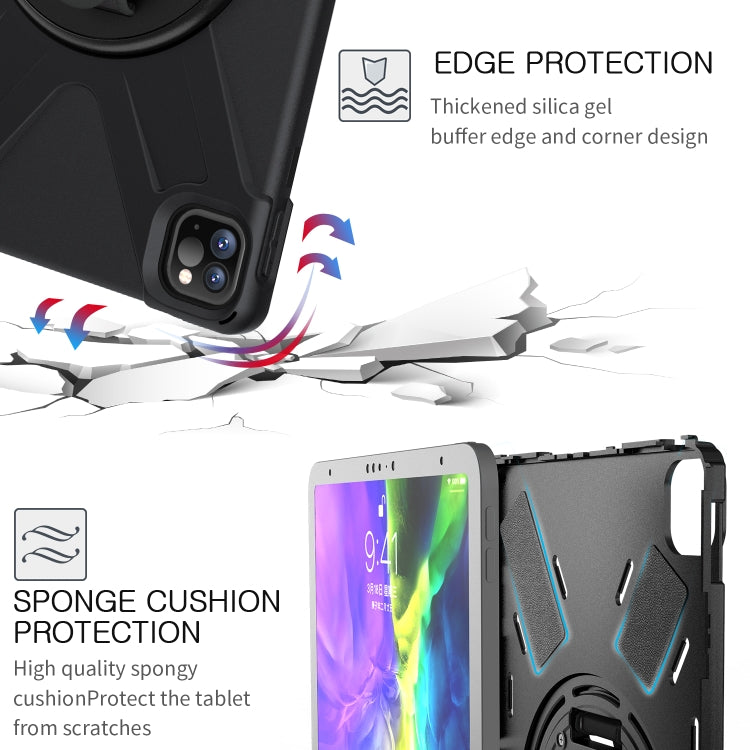 For iPad Pro 11 2022 / 2020 360 Degree Rotation PC + Silicone Protective Tablet Case with Holder & Hand-strap(Light Green) - iPad Pro 11 (2022/2021) Cases by buy2fix | Online Shopping UK | buy2fix