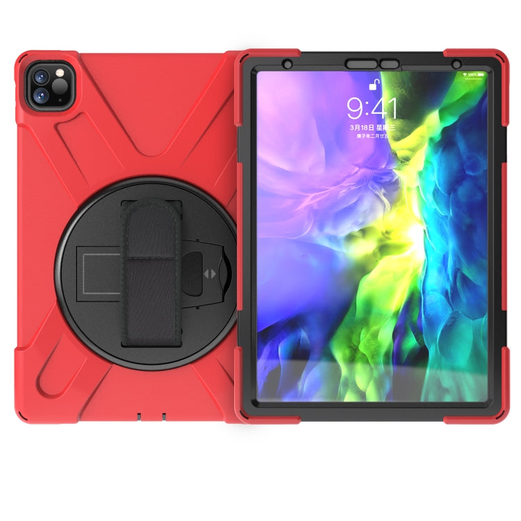 For iPad Pro 11 2022 / 2020 360 Degree Rotation PC + Silicone Protective Tablet Case with Holder & Hand-strap(Red) - iPad Pro 11 (2022/2021) Cases by buy2fix | Online Shopping UK | buy2fix