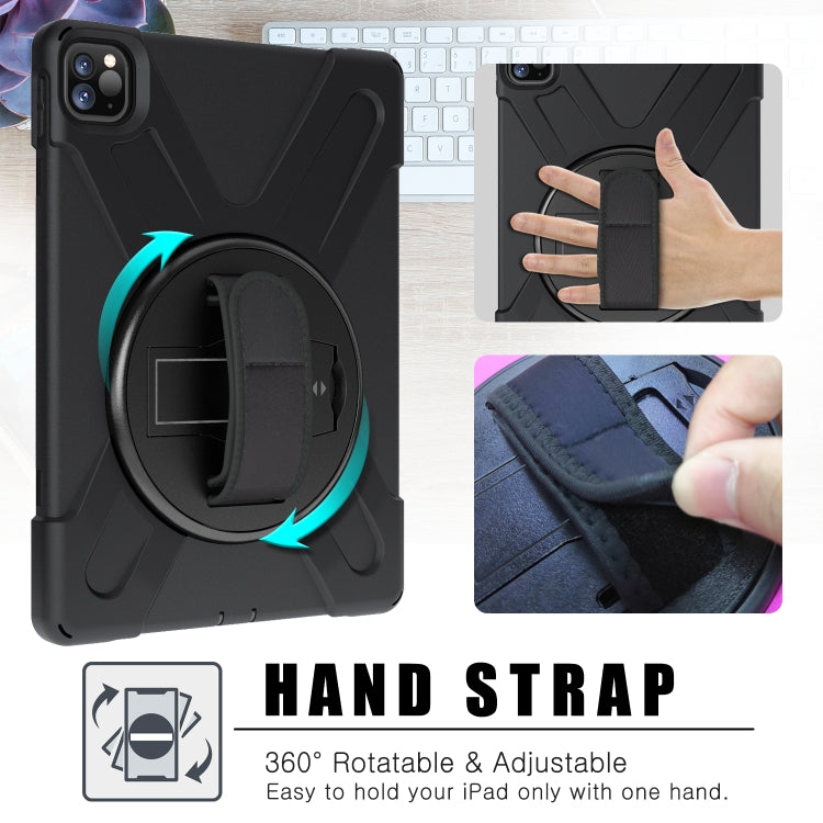 For iPad Pro 11 2022 / 2020 360 Degree Rotation PC + Silicone Protective Tablet Case with Holder & Hand-strap(Red) - iPad Pro 11 (2022/2021) Cases by buy2fix | Online Shopping UK | buy2fix