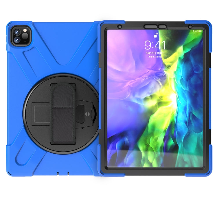 For iPad Pro 11 2022 / 2020 360 Degree Rotation PC + Silicone Protective Tablet Case with Holder & Hand-strap(Dark Blue) - iPad Pro 11 (2022/2021) Cases by buy2fix | Online Shopping UK | buy2fix