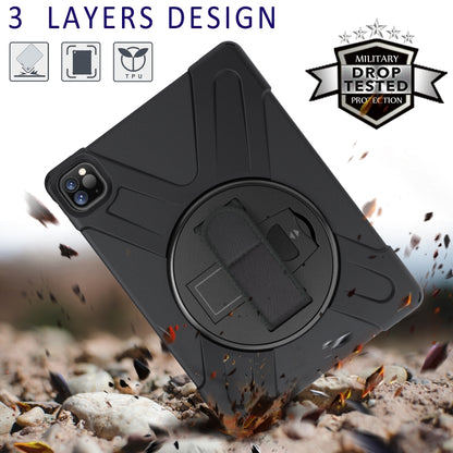 For iPad Pro 11 2022 / 2020 360 Degree Rotation PC + Silicone Protective Tablet Case with Holder & Hand-strap(Dark Blue) - iPad Pro 11 (2022/2021) Cases by buy2fix | Online Shopping UK | buy2fix