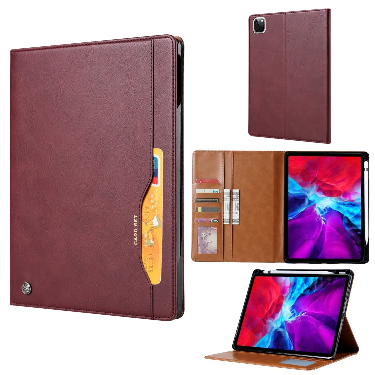 For iPad Pro 12.9 2022 / 2021 / 2020 Knead Skin Texture Horizontal Flip Leather Tablet Case(Wine Red) - iPad Pro 12.9 (2020) Cases by buy2fix | Online Shopping UK | buy2fix