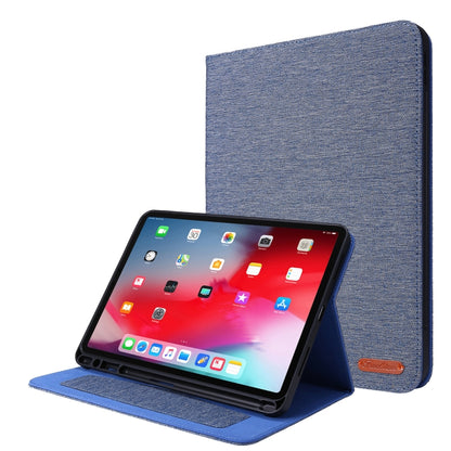 For iPad Pro 11(2020) Horizontal Flip TPU + Fabric PU Leather Protective Tablet Case with Name Card Clip(Deep Blue) - iPad Pro 11 (2020) Cases by buy2fix | Online Shopping UK | buy2fix