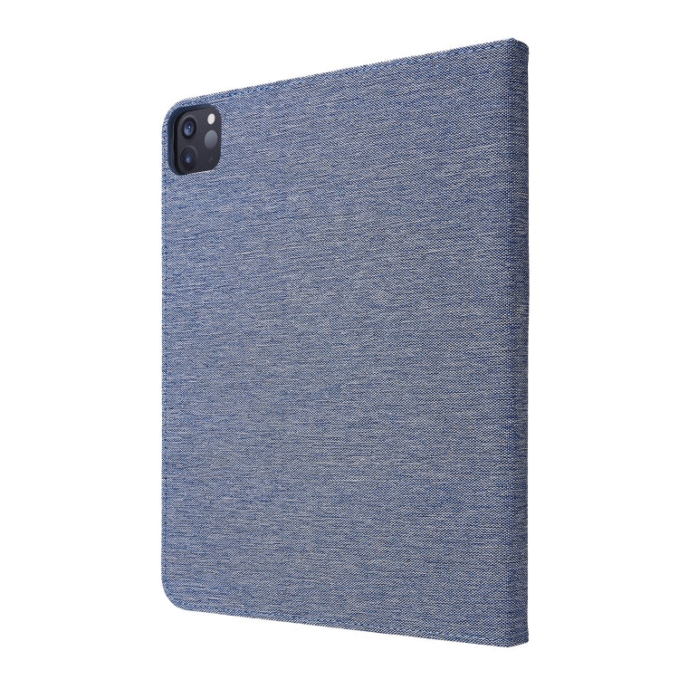 For iPad Pro 11(2020) Horizontal Flip TPU + Fabric PU Leather Protective Tablet Case with Name Card Clip(Deep Blue) - iPad Pro 11 (2020) Cases by buy2fix | Online Shopping UK | buy2fix