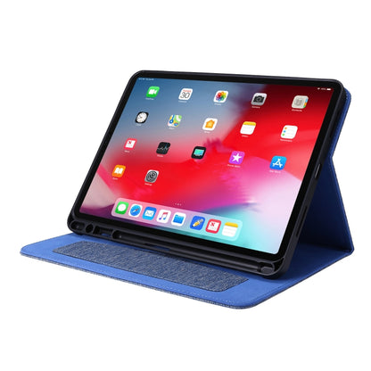 For iPad Pro 11(2020) Horizontal Flip TPU + Fabric PU Leather Protective Tablet Case with Name Card Clip(Deep Blue) - iPad Pro 11 (2020) Cases by buy2fix | Online Shopping UK | buy2fix