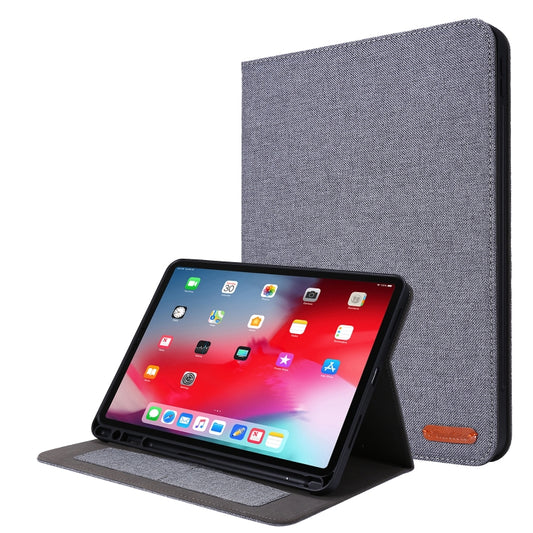 For iPad Pro 11(2020) Horizontal Flip TPU + Fabric PU Leather Protective Tablet Case with Name Card Clip(Gray) - iPad Pro 11 (2020) Cases by buy2fix | Online Shopping UK | buy2fix