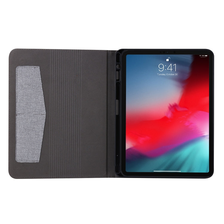 For iPad Pro 11(2020) Horizontal Flip TPU + Fabric PU Leather Protective Tablet Case with Name Card Clip(Gray) - iPad Pro 11 (2020) Cases by buy2fix | Online Shopping UK | buy2fix