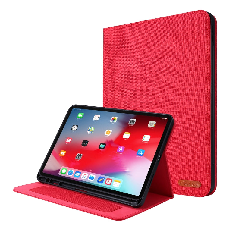 For iPad Pro 11(2020) Horizontal Flip TPU + Fabric PU Leather Protective Tablet Case with Name Card Clip(Red) - iPad Pro 11 (2020) Cases by buy2fix | Online Shopping UK | buy2fix