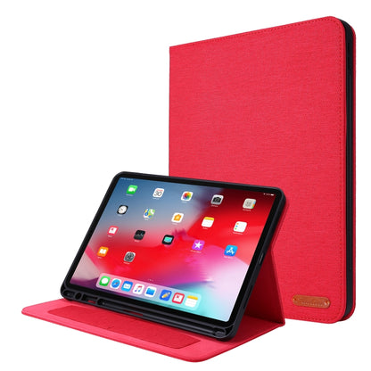 For iPad Pro 11(2020) Horizontal Flip TPU + Fabric PU Leather Protective Tablet Case with Name Card Clip(Red) - iPad Pro 11 (2020) Cases by buy2fix | Online Shopping UK | buy2fix