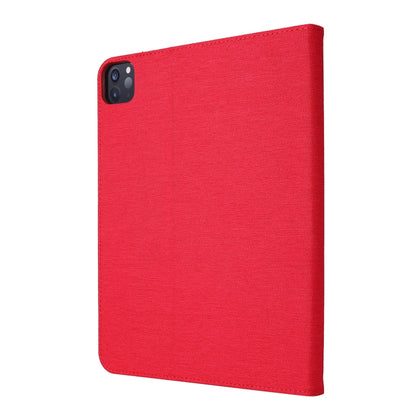 For iPad Pro 11(2020) Horizontal Flip TPU + Fabric PU Leather Protective Tablet Case with Name Card Clip(Red) - iPad Pro 11 (2020) Cases by buy2fix | Online Shopping UK | buy2fix