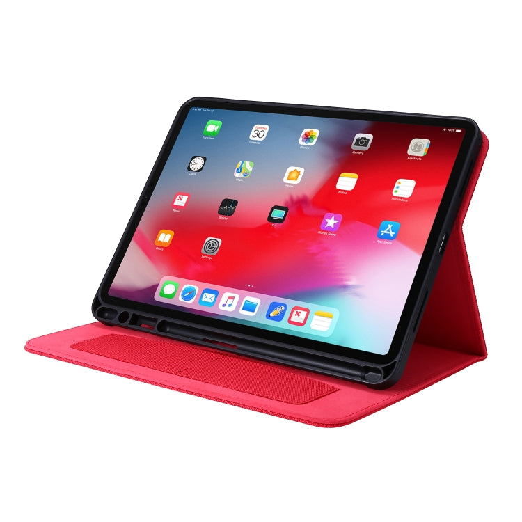 For iPad Pro 11(2020) Horizontal Flip TPU + Fabric PU Leather Protective Tablet Case with Name Card Clip(Red) - iPad Pro 11 (2020) Cases by buy2fix | Online Shopping UK | buy2fix