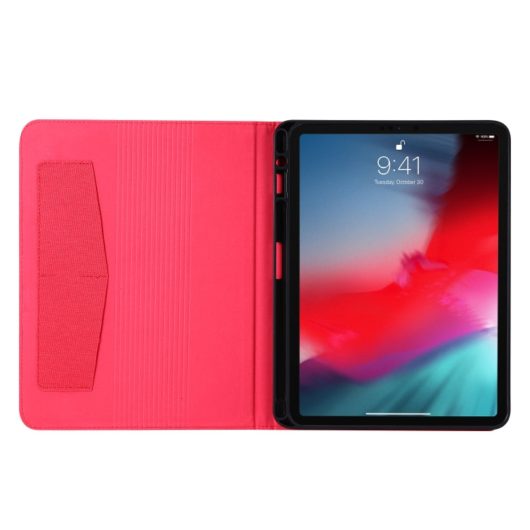 For iPad Pro 11(2020) Horizontal Flip TPU + Fabric PU Leather Protective Tablet Case with Name Card Clip(Red) - iPad Pro 11 (2020) Cases by buy2fix | Online Shopping UK | buy2fix