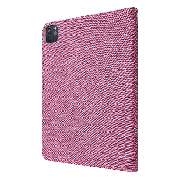 For iPad Pro 11(2020) Horizontal Flip TPU + Fabric PU Leather Protective Tablet Case with Name Card Clip(Rose Red) - iPad Pro 11 (2020) Cases by buy2fix | Online Shopping UK | buy2fix