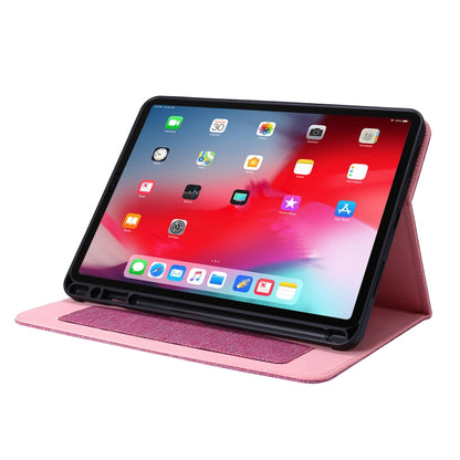 For iPad Pro 11(2020) Horizontal Flip TPU + Fabric PU Leather Protective Tablet Case with Name Card Clip(Rose Red) - iPad Pro 11 (2020) Cases by buy2fix | Online Shopping UK | buy2fix