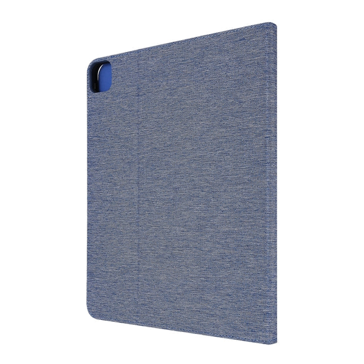 For iPad Pro 12.9(2020) Horizontal Flip TPU + Fabric PU Leather Protective Case with Name Card Clip(Deep Blue) - iPad Pro 12.9 (2018) Cases by buy2fix | Online Shopping UK | buy2fix