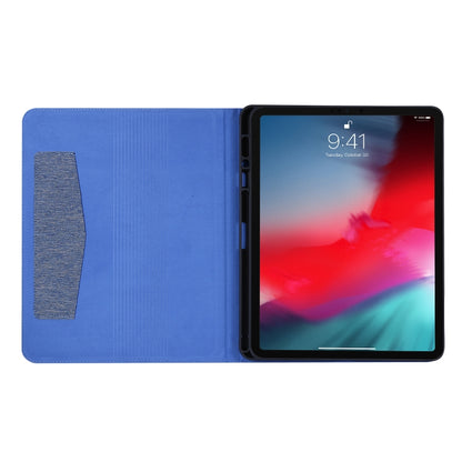 For iPad Pro 12.9(2020) Horizontal Flip TPU + Fabric PU Leather Protective Case with Name Card Clip(Deep Blue) - iPad Pro 12.9 (2018) Cases by buy2fix | Online Shopping UK | buy2fix