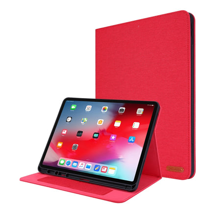 For iPad Pro 12.9(2020) Horizontal Flip TPU + Fabric PU Leather Protective Case with Name Card Clip(Red) - iPad Pro 12.9 (2018) Cases by buy2fix | Online Shopping UK | buy2fix