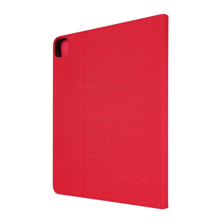 For iPad Pro 12.9(2020) Horizontal Flip TPU + Fabric PU Leather Protective Case with Name Card Clip(Red) - iPad Pro 12.9 (2018) Cases by buy2fix | Online Shopping UK | buy2fix