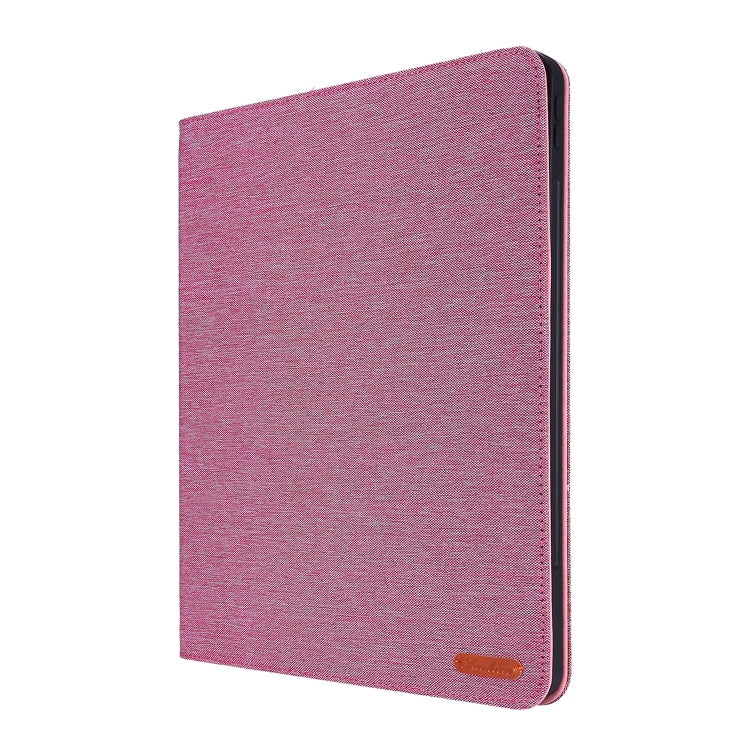 For iPad Pro 12.9(2020) Horizontal Flip TPU + Fabric PU Leather Protective Case with Name Card Clip(Rose Red) - iPad Pro 12.9 (2018) Cases by buy2fix | Online Shopping UK | buy2fix