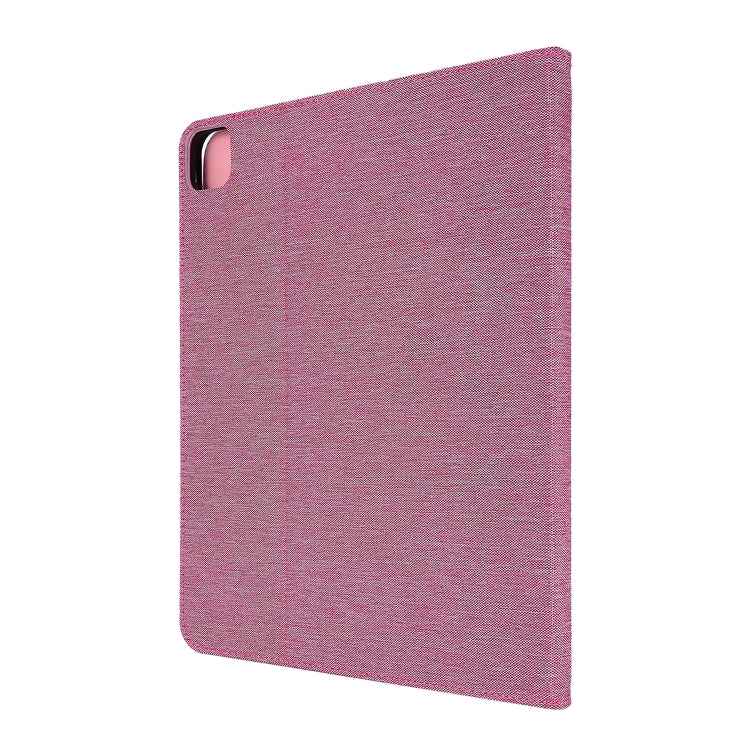 For iPad Pro 12.9(2020) Horizontal Flip TPU + Fabric PU Leather Protective Case with Name Card Clip(Rose Red) - iPad Pro 12.9 (2018) Cases by buy2fix | Online Shopping UK | buy2fix