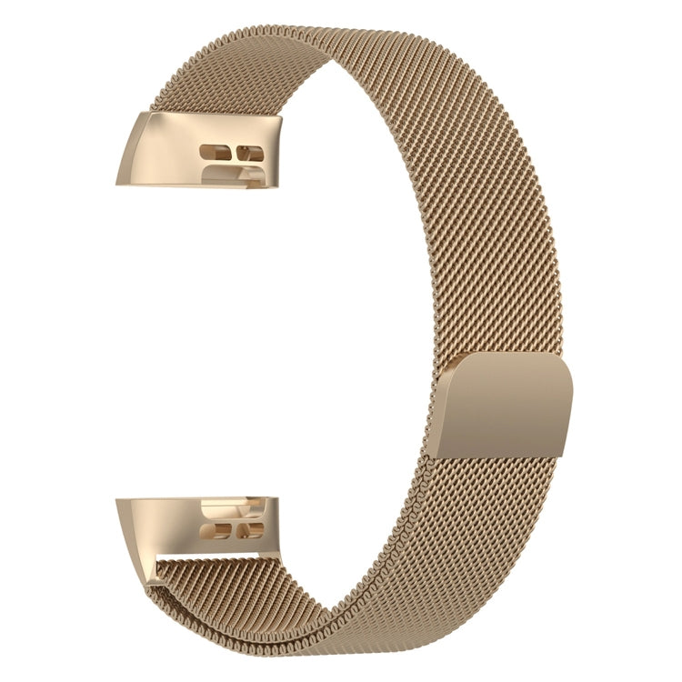 Stainless Steel Magnet Watch Band for FITBIT Charge 4 / 3, Large Size: 210x18mm(Champagne Gold) - Watch Bands by buy2fix | Online Shopping UK | buy2fix