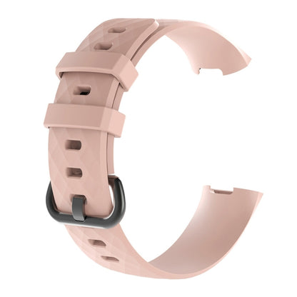 Diamond Pattern Silicone Watch Band for Fitbit Charge 3 Small Size：190*18mm(Pink) - Watch Bands by buy2fix | Online Shopping UK | buy2fix