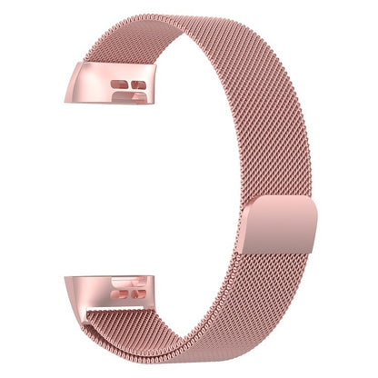 Stainless Steel Magnet Watch Band for FITBIT Charge  4 / 3，Small Size: 190x18mm(Pink) - Watch Bands by buy2fix | Online Shopping UK | buy2fix