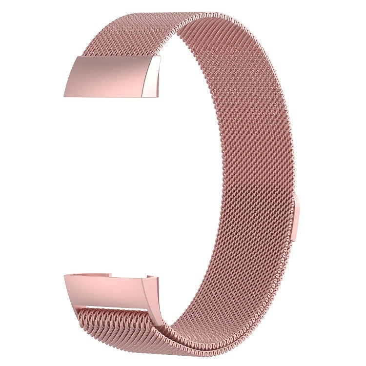 Stainless Steel Magnet Watch Band for FITBIT Charge  4 / 3，Small Size: 190x18mm(Pink) - Watch Bands by buy2fix | Online Shopping UK | buy2fix