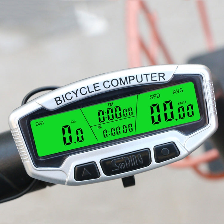 SUNDING SD-558C Bicycle Computer Wireless Digital LCD Backlight Road Speedometer Stopwatch Speedometer - Speedometers by SUNDING | Online Shopping UK | buy2fix