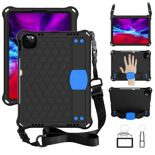 For iPad Pro 11 2020 Honeycomb Design EVA + PC Four Corner Anti Falling Flat Protective Shell With Straps(Black+Blue) - iPad Pro 11 (2020) Cases by buy2fix | Online Shopping UK | buy2fix